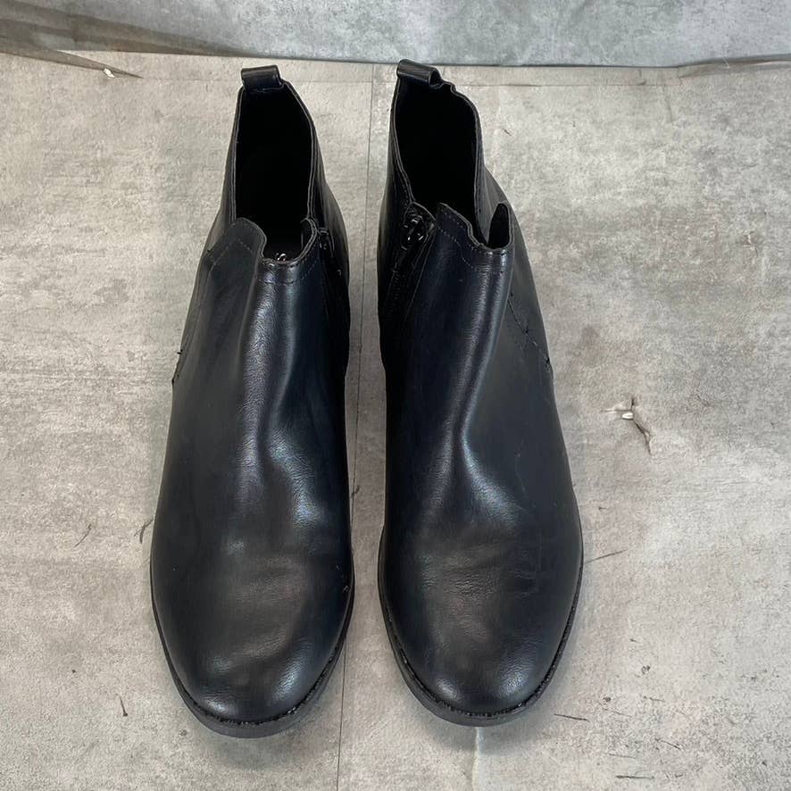 SUN+STONE Women's Black Cadee Memory Foam Slip-On Block Heel Ankle Booties SZ8.5