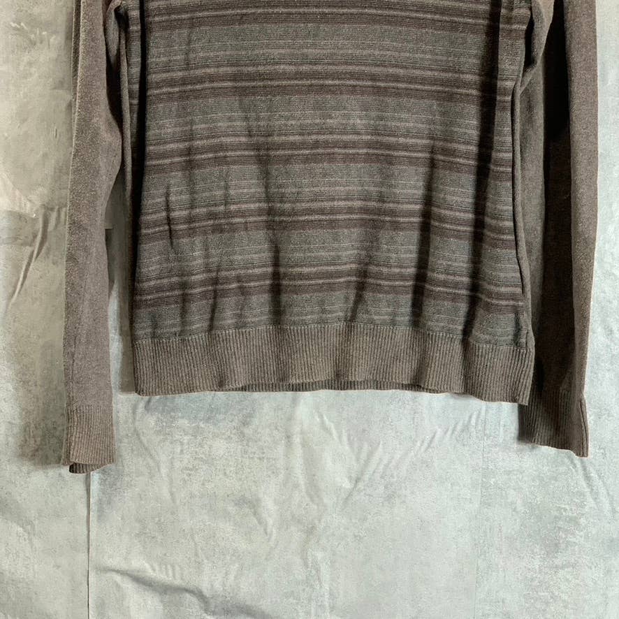MARC ANTHONY Men's Brown Stripe Slim-Fit Merino Cashmere Blend Shawl Sweater SZM
