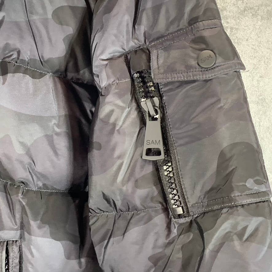 SAM NEW YORK Men's Charcoal Camo Water Resistant Glacier Puffer Jacket SZ M