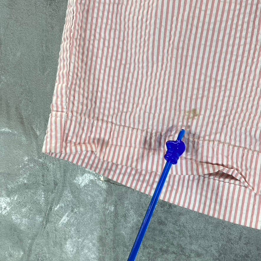 BILLS KHAKIS Men's Red Pinstripe Seersucker Cotton Classic-Fit Parker Short SZ33