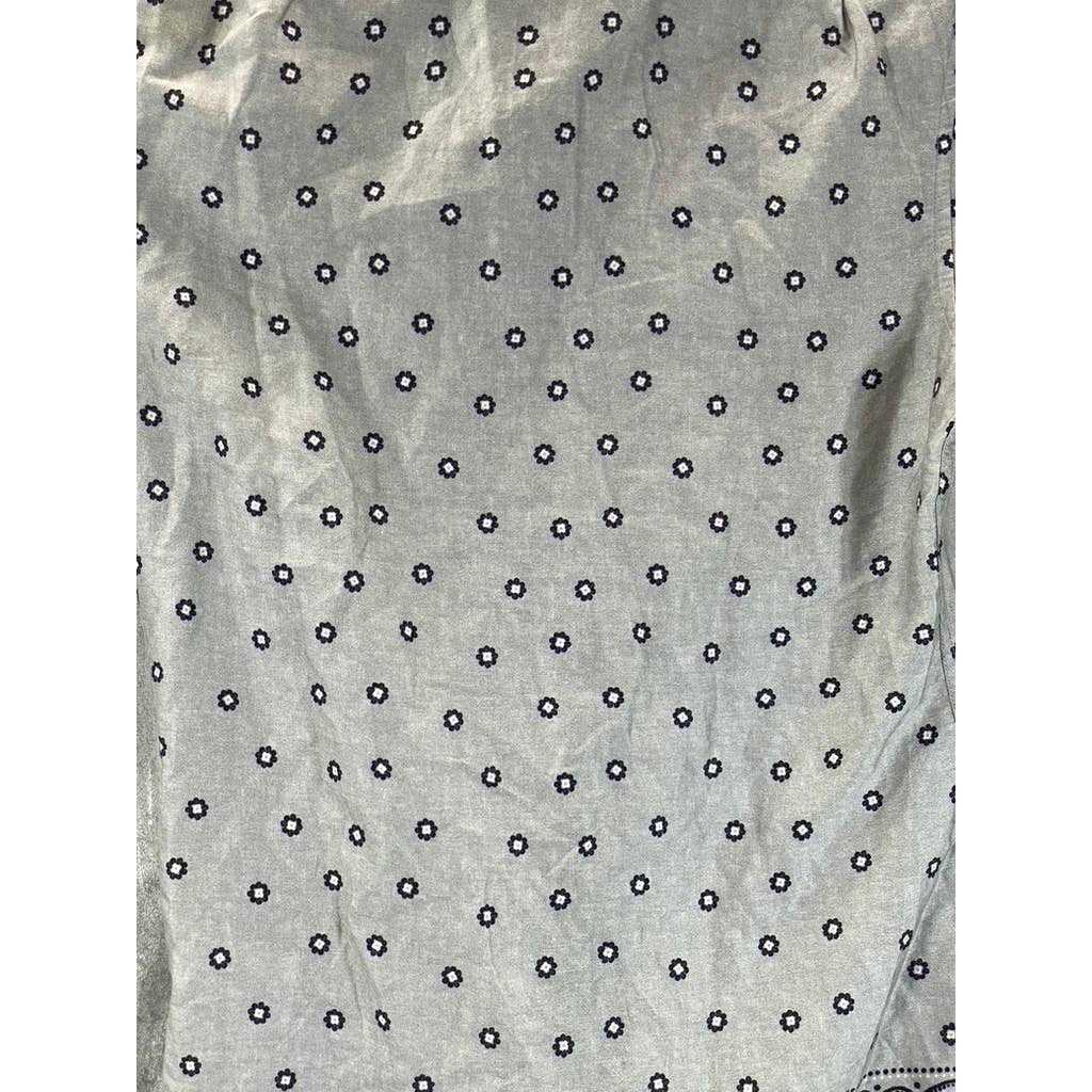 REISS Men's Grey Printed Murph Bordered Cuban Collar Button-Up Shirt SZ M