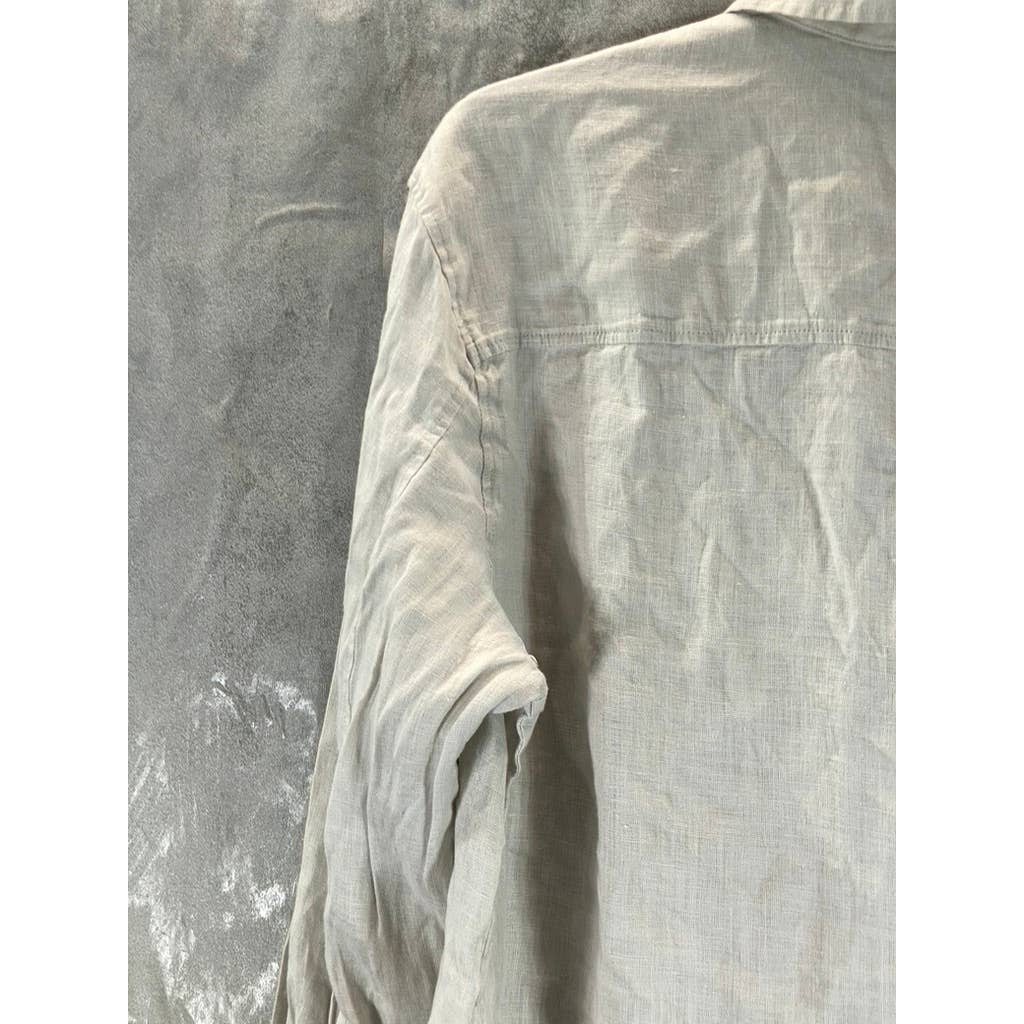 COS Men's Beige Button-Up Long-Sleeve Shirt SZ M