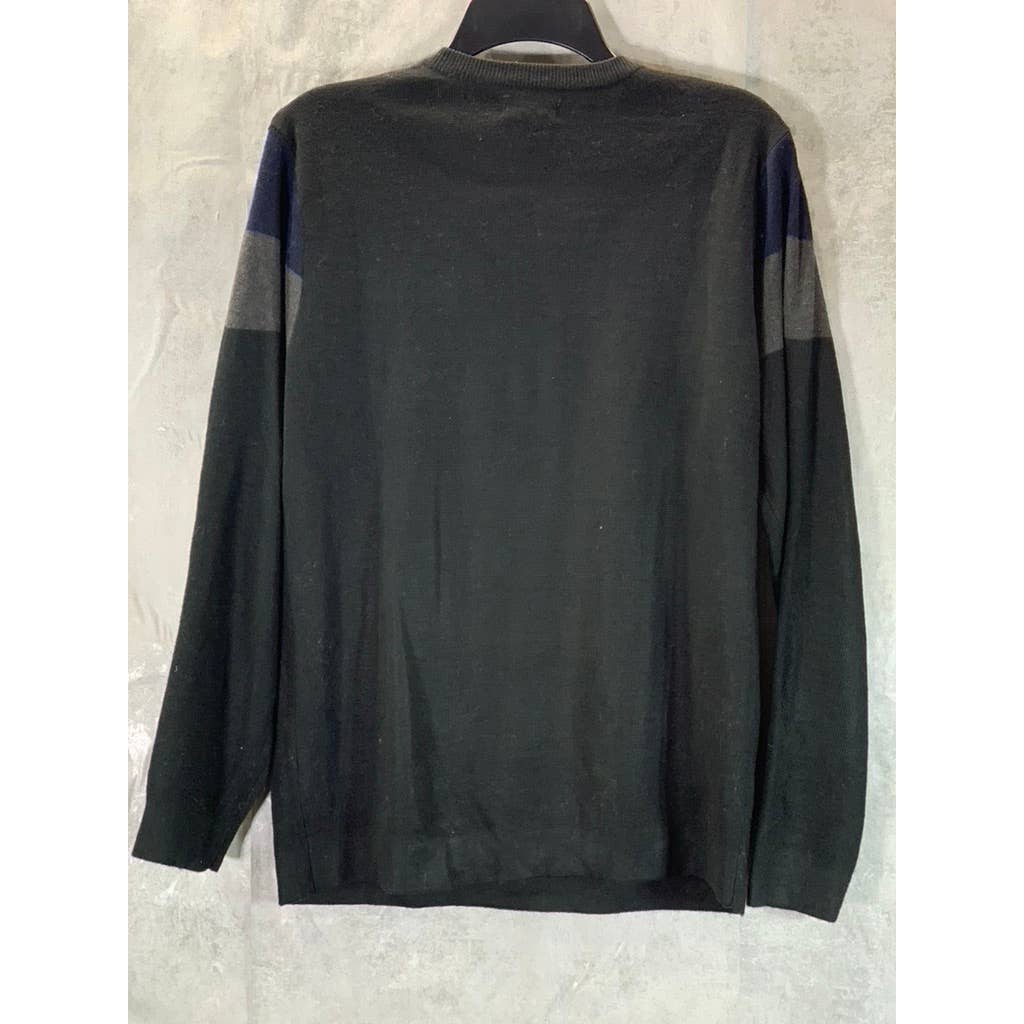 ZARA MAN Men's Black Patch Crewneck Pullover Sweater SZ L