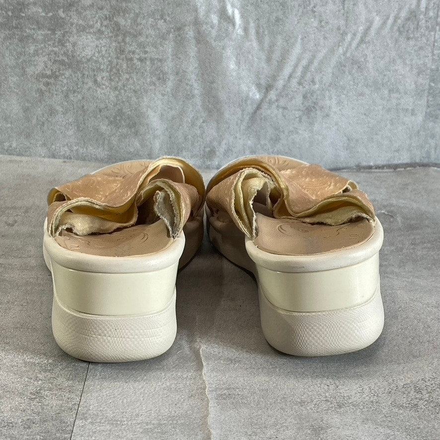 BZEES Women's Almond Sahara Washable Fabric Wedge Slide Sandals SZ 7