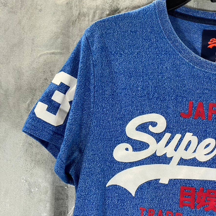 SUPERDRY Vintage Men's Blue Japan Logo Duo Short-Sleeve Crewneck T-Shirt SZ XL