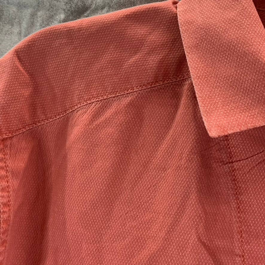 LANDS' END Men's Rust Traditional-Fit Textured Camp Collar Long-Sleeve Shirt SZM