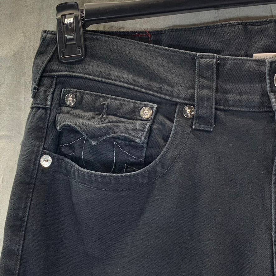TRUE RELIGION Men's Black Straight-Fit Flap Pockets Cotton Jeans SZ 33X32