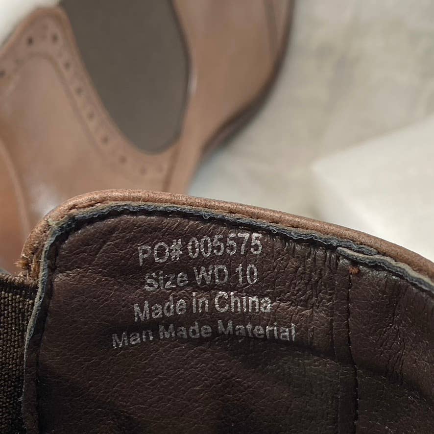 VANCE CO. Men's Wide Width Brown Garrett Cap-Toe Pull-On Chelsea Boots SZ 10W