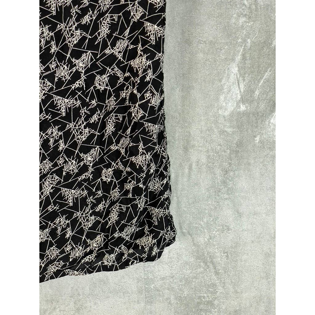 ALLSAINTS Men's Black/White Scribble Short-Sleeve Button-Up Shirt SZ S