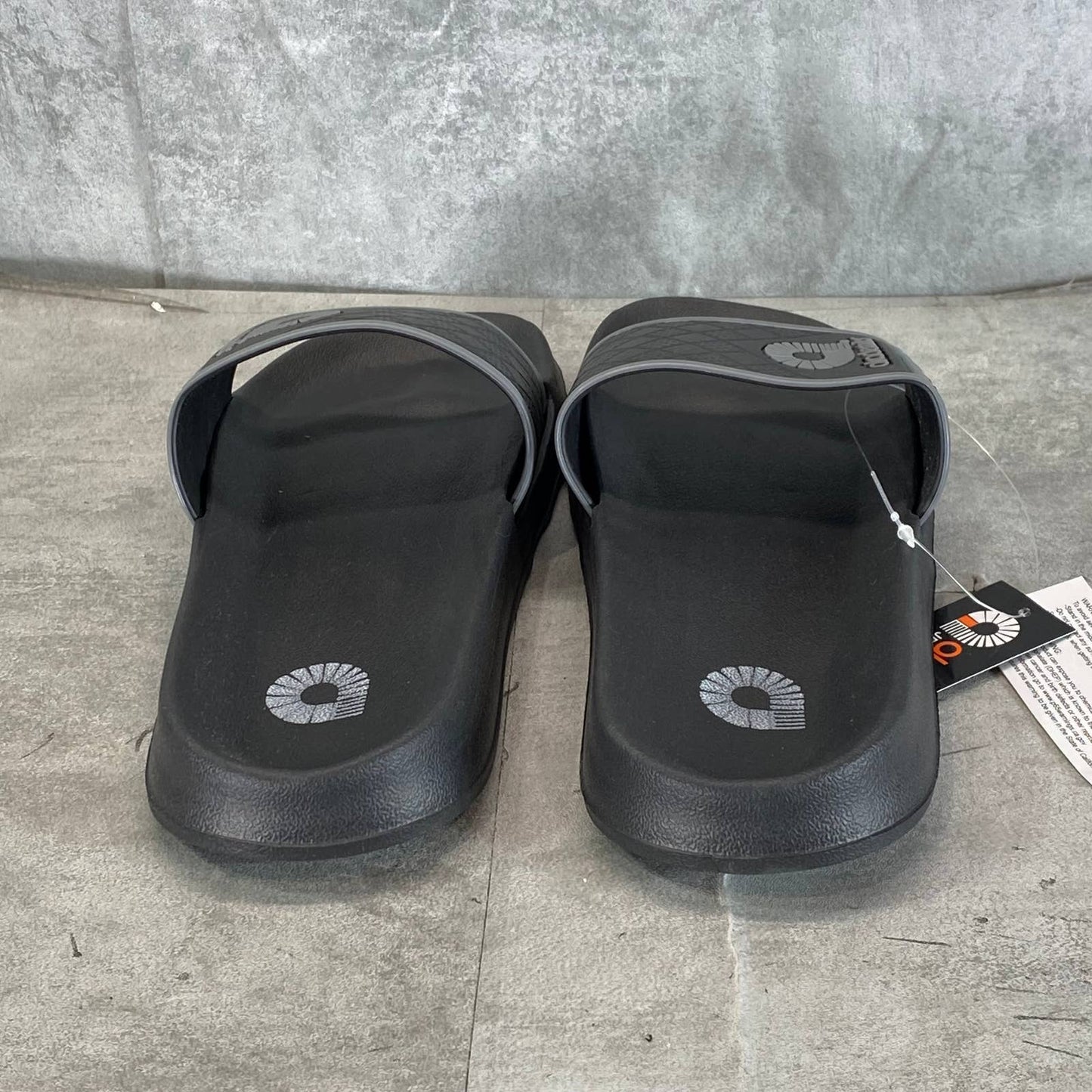 AKADEMIKS Men's Black Faux-Leather Comfort Side Stripe Slide Sandals SZ 9