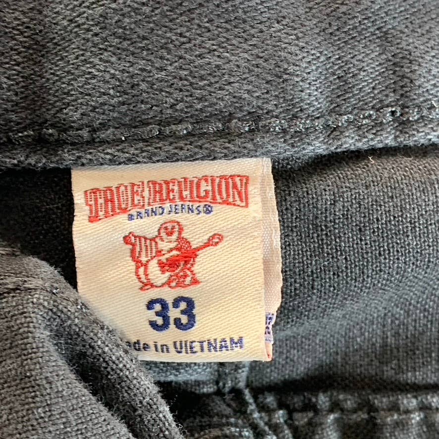 TRUE RELIGION Men's Black Straight-Fit Flap Pockets Cotton Jeans SZ 33X32