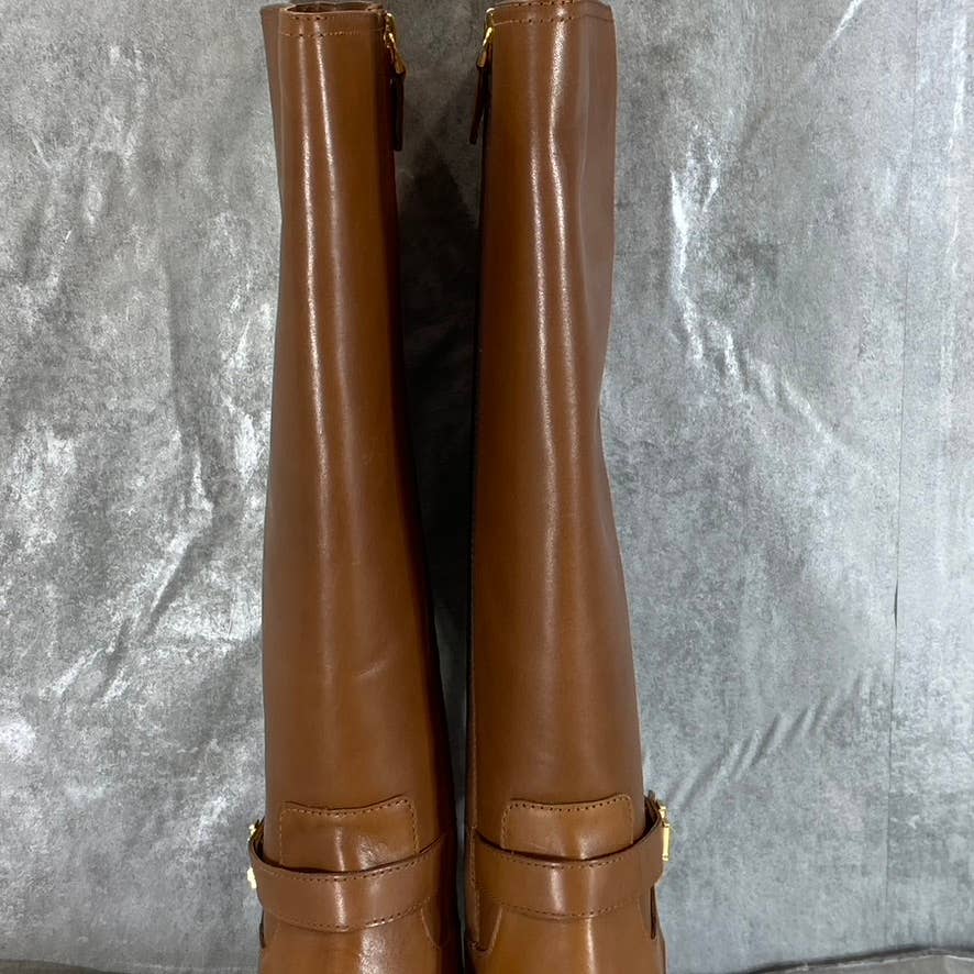 LAUREN RALPH LAUREN Women's Brown Leather Brittaney Buckle Riding Boots SZ 9.5