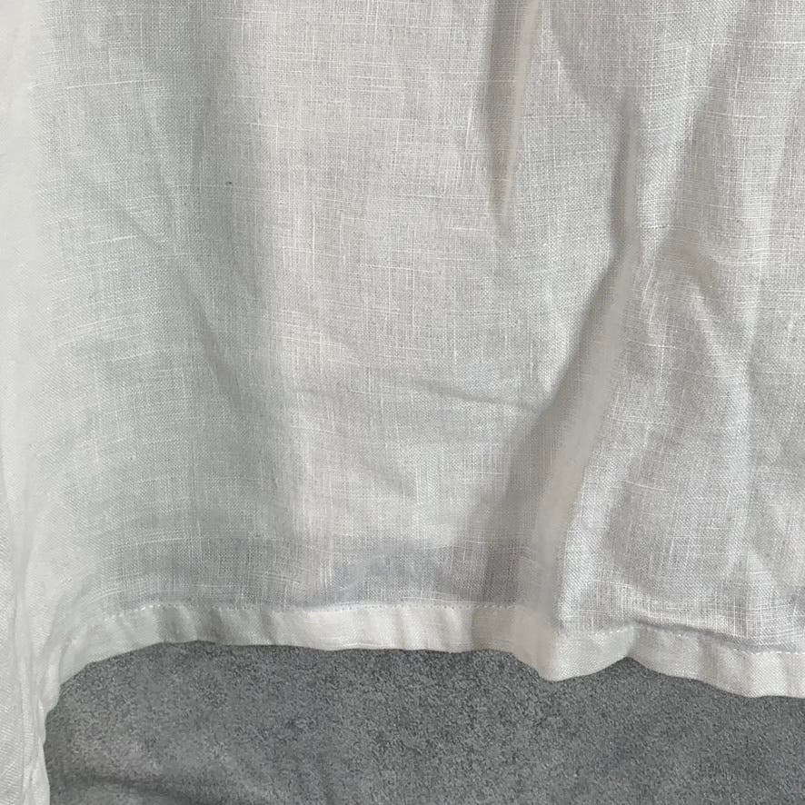 PRONTO UOMO Men's White Regular-Fit Button-Up Short Sleeve Linen Shirt SZ XL