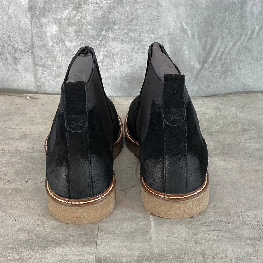 THOMAS & VINE Men's Black Leather Cedric Plain-Toe Pull-On Chelsea Boots SZ 8