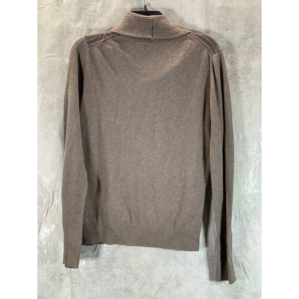 MARC ANTHONY Men's Brown Stripe Slim-Fit Merino Cashmere Blend Shawl Sweater SZM