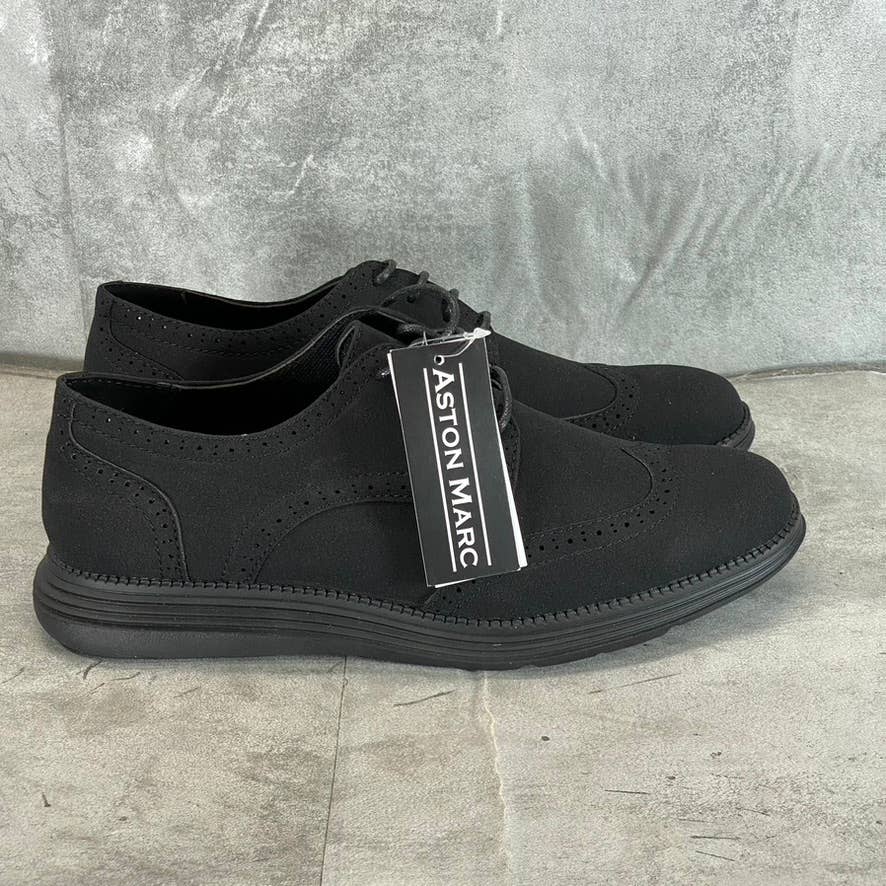 ASTON MARC Men's Black Faux-Suede Lark Wingtip Lace-Up Dress Shoes SZ 9