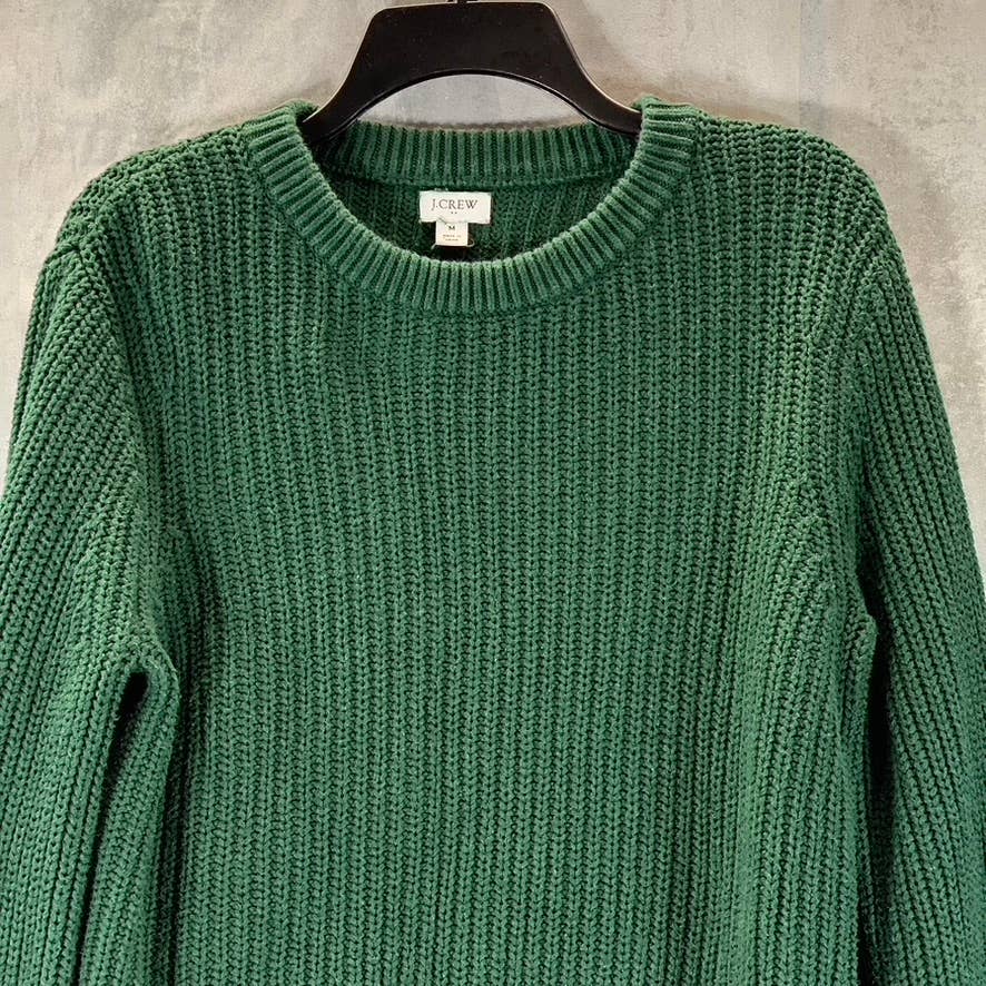 J.CREW Women's Green Crewneck Classic-Fit Dolman-Sleeve Pullover Sweater SZ M
