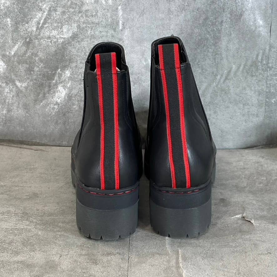 MIA Women's Black Malta Faux-Leather Cayson Round-Toe Platform Slip-On Boots SZ8