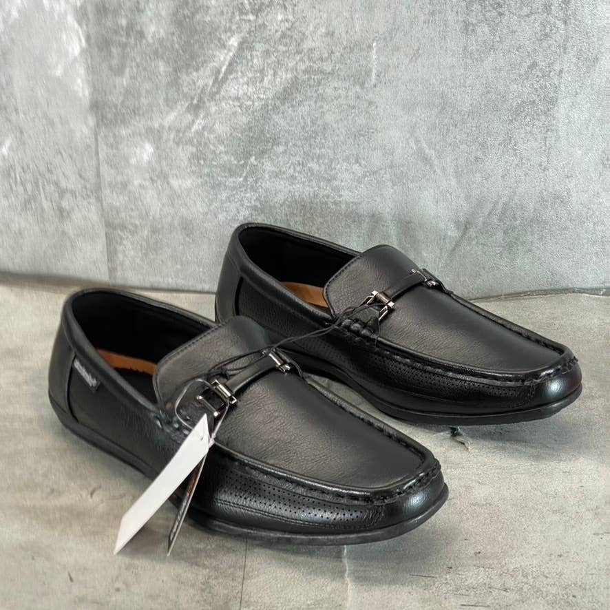 AKADEMIKS Men's Black Faux-Leather Stride Driving Slip-On Loafers SZ 10