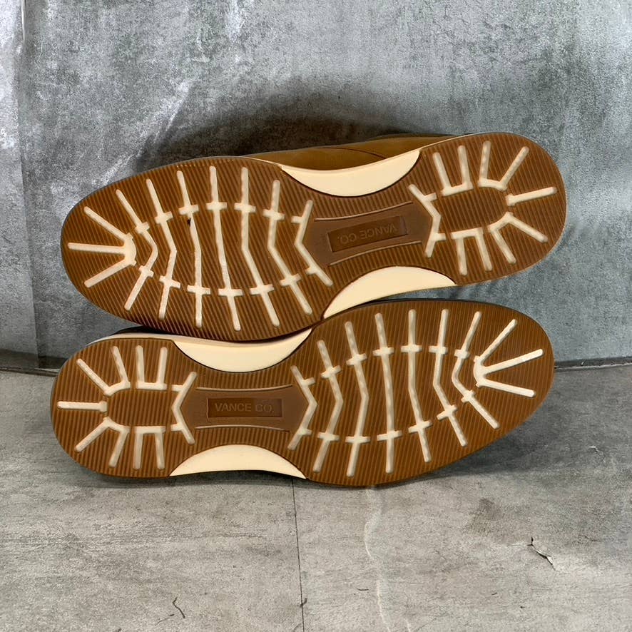 VANCE CO. Men's Tan Faux Leather Hodges Lace-Up Plain-Toe Derby SZ 8.5