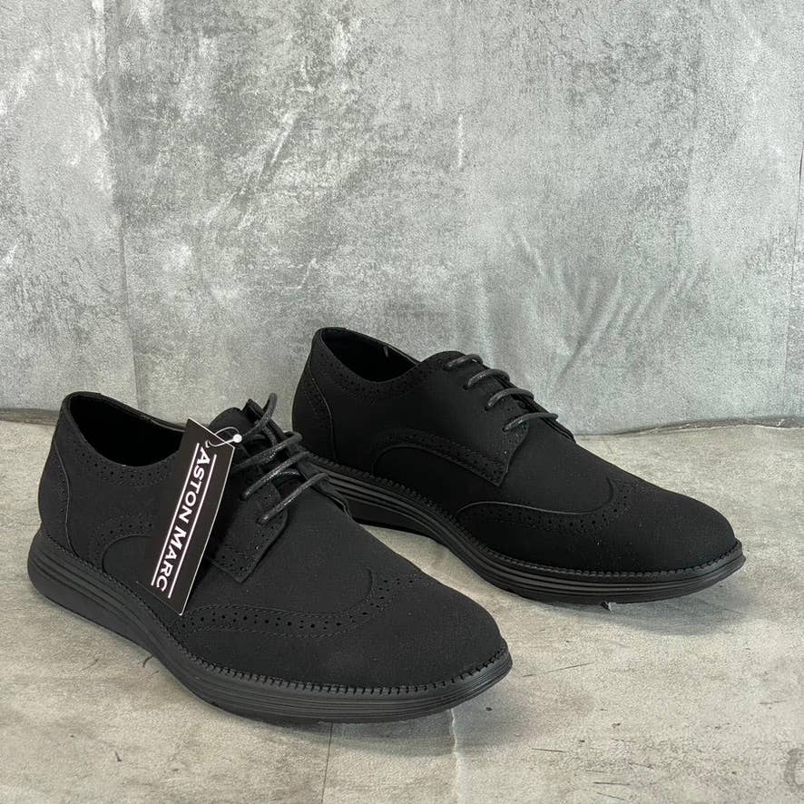ASTON MARC Men's Black Faux-Suede Lark Wingtip Lace-Up Dress Shoes SZ 9