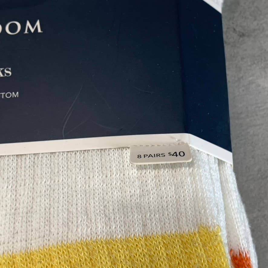 CLUB ROOM Men's White Multi Striped 8-Pack Crew Socks SZ 10-13