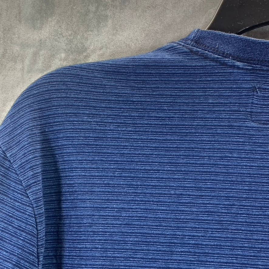 LUCKY BRAND Men's Indigo Stripe Crewneck Long-Sleeve Pullover Sweater SZ M