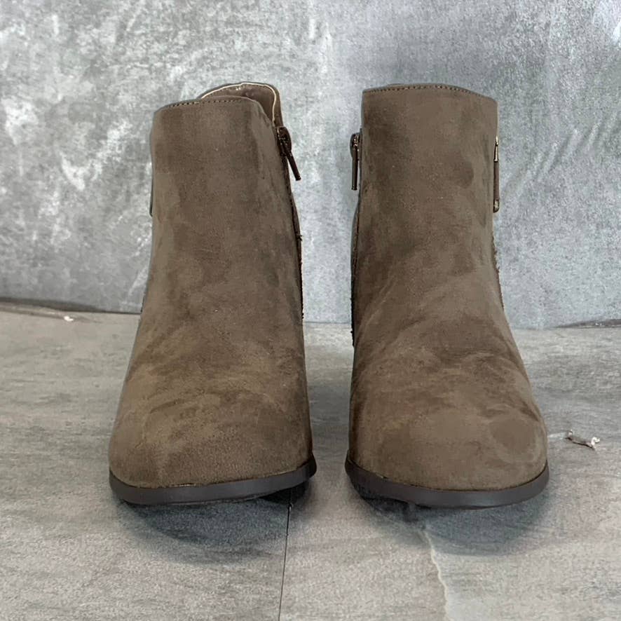 STYLE & CO Women's Wide Grey Micro Masrinaa Block-Heel Ankle Booties SZ 7W