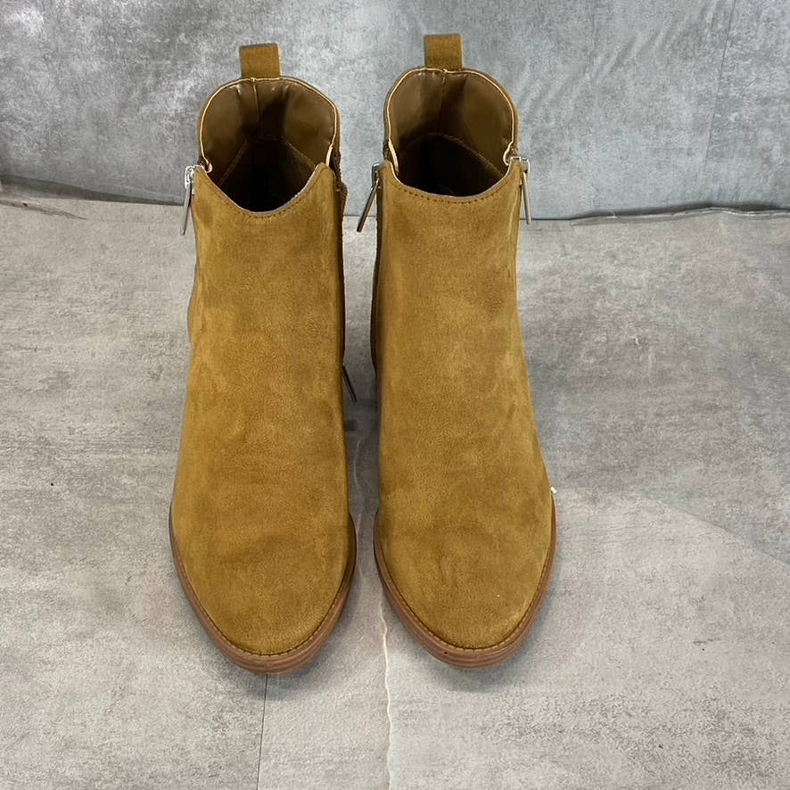CALVIN KLEIN Women's Dark Natural Deniece Block-Heel Round-Toe Ankle Boots SZ 7