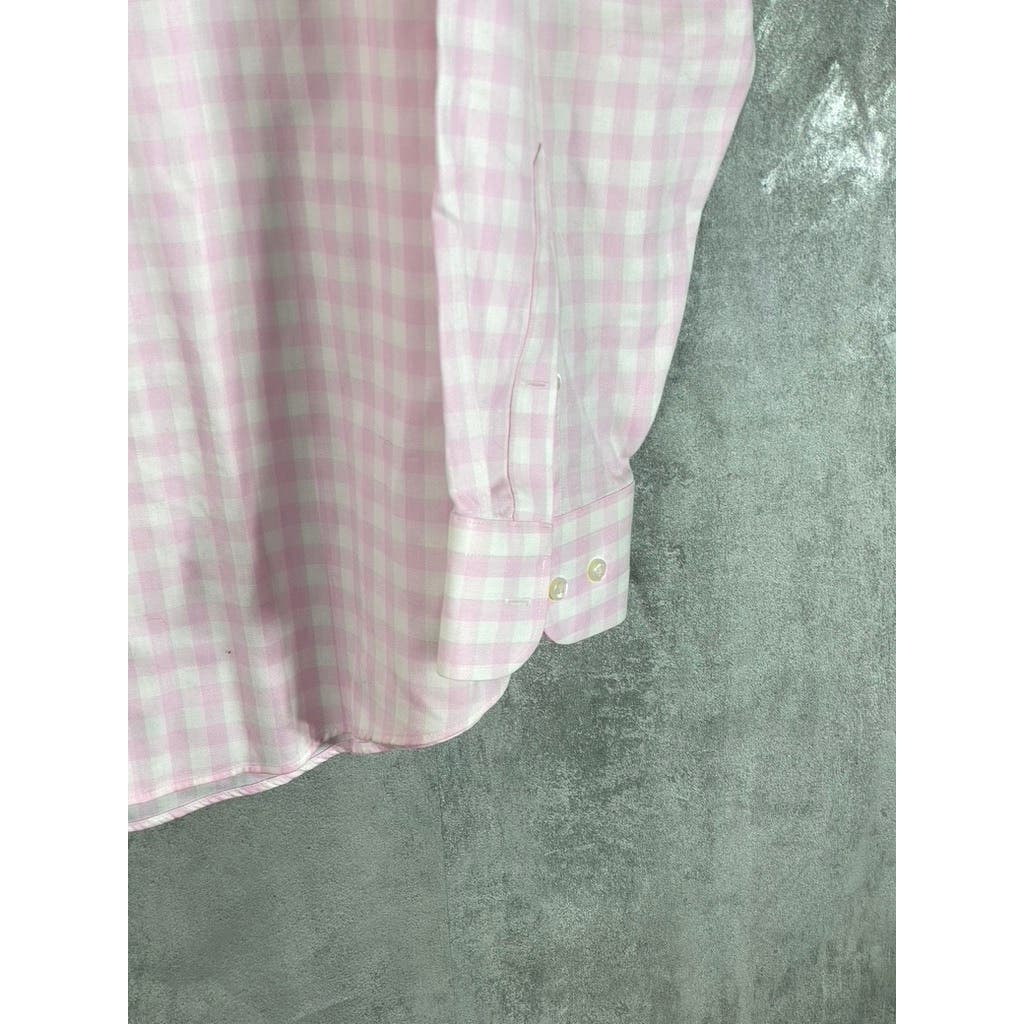 NORDSTROM MEN'S SHOP Men's Pink/White Mini Check Trim-Fit Dress Shirt SZ 17.5