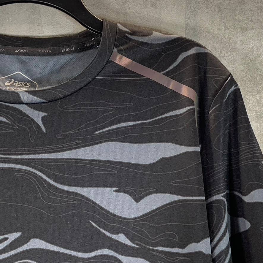 ASICS Men's GPX Black/Grey Printed Performance Crewneck Short-Sleeve T-Shirt SZM