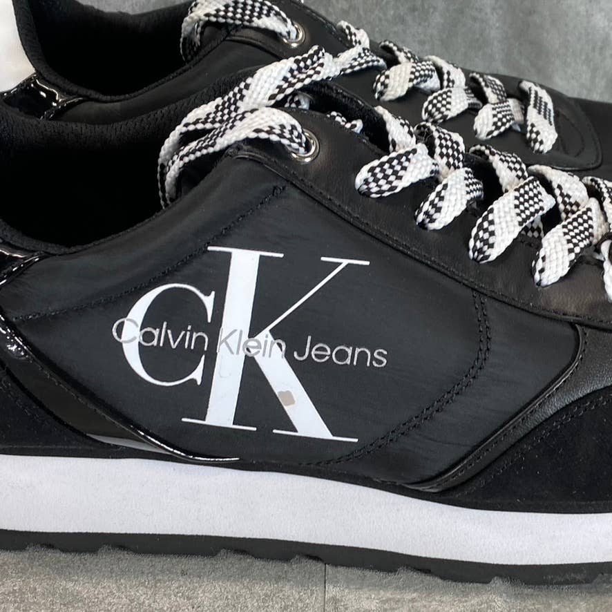 CALVIN KLIEN Women's Black Cayle Logo Casual Lace-Up Slip-On Sneakers SZ 8.5