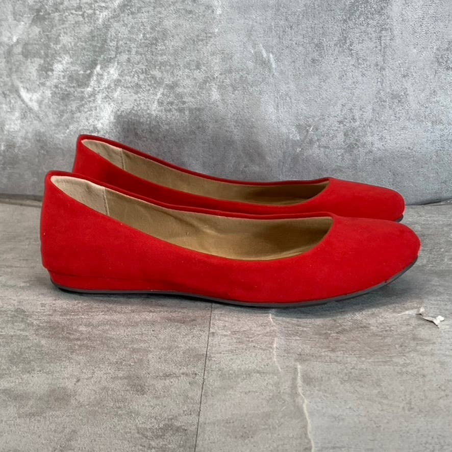 SUN+STONE Women's New Red Micro Eliana Memory Foam Round-Toe Slip-On Flats SZ7.5