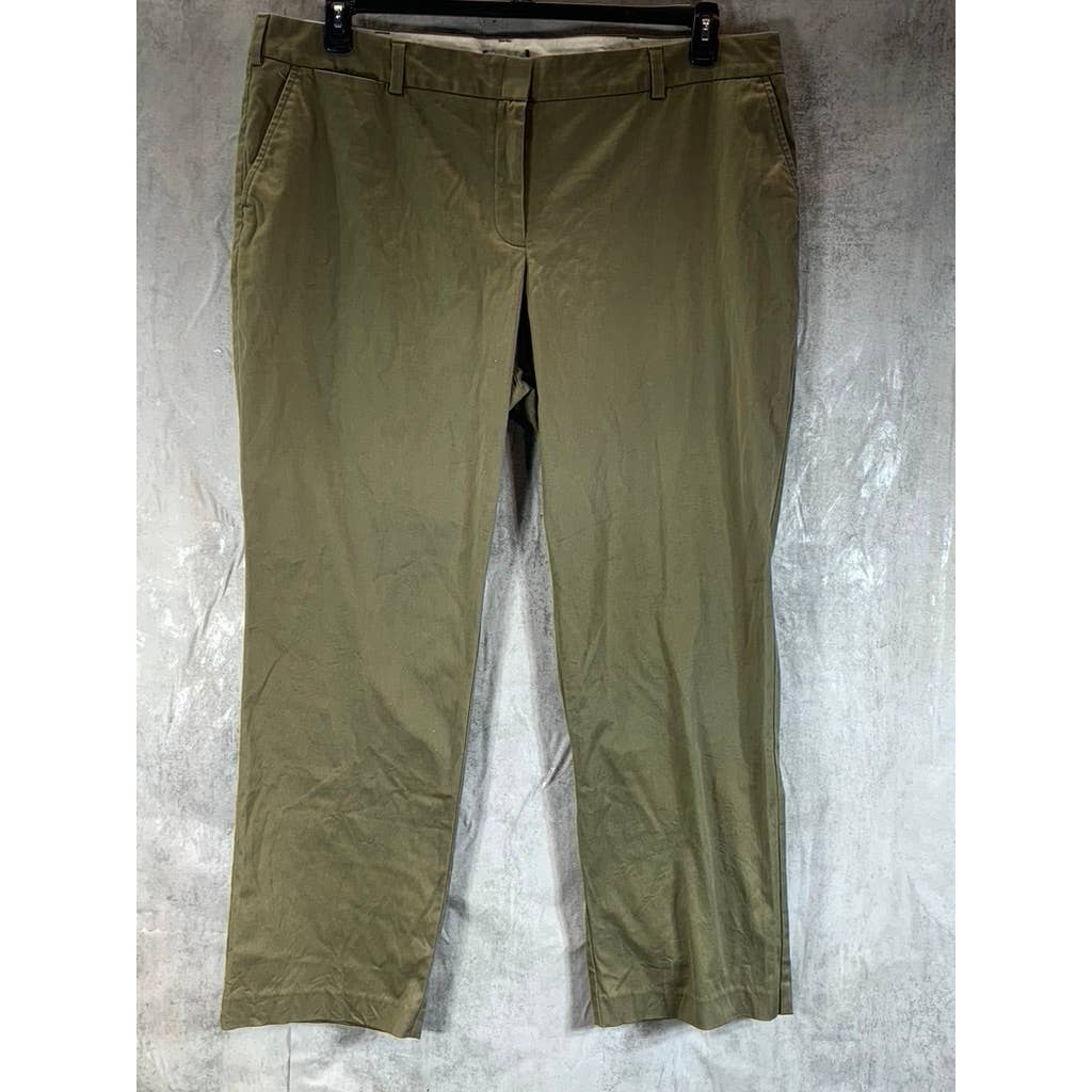 LANDS' END Women's Plus Size Olive Mid-Rise Straight-Leg Pants SZ 20W