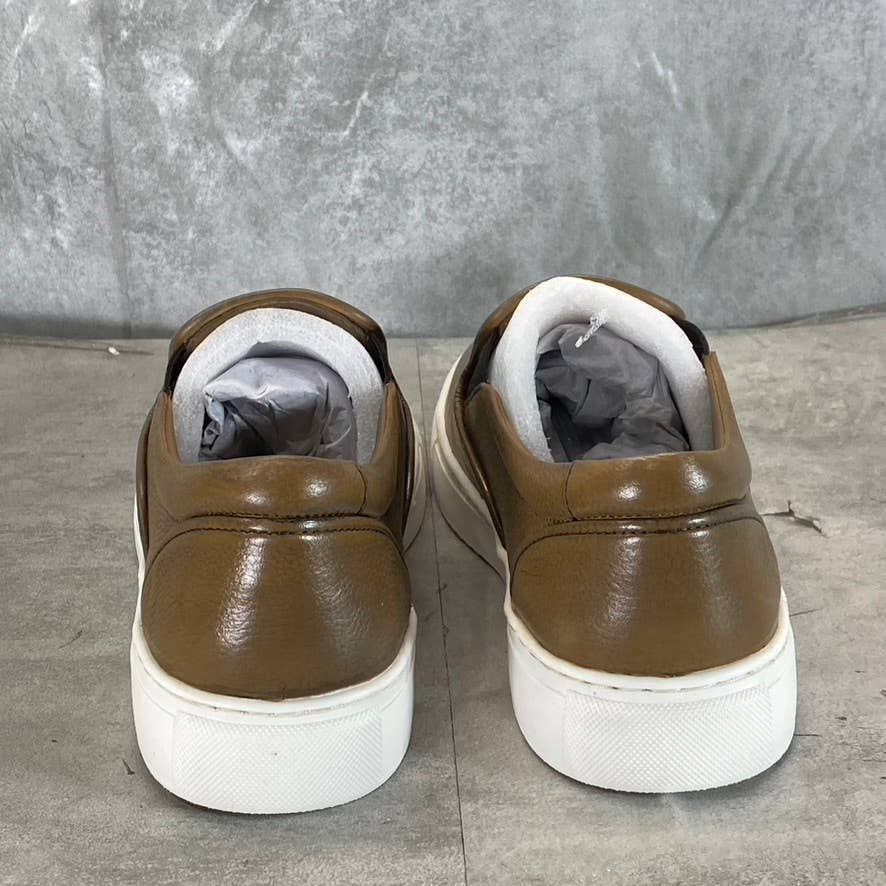 THOMAS & VINE Men's Brown Leather Conley Slip-On Sneakers SZ 9.5