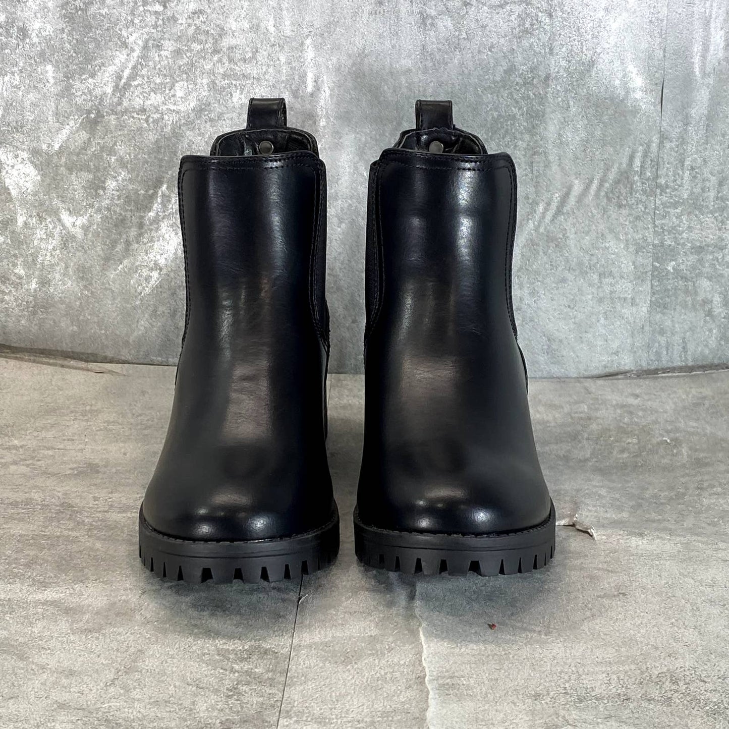SUGAR Women's Black Faux-Leather Kelce Round-Toe Pull-On Ankle Boots SZ 8