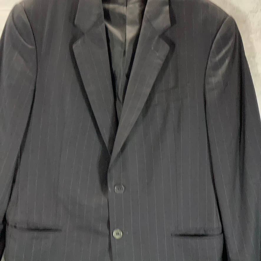 GIORGIO ARMANI Men's Black Pinstripe Wool Silk Two-Button Suit Jacket SZ 54