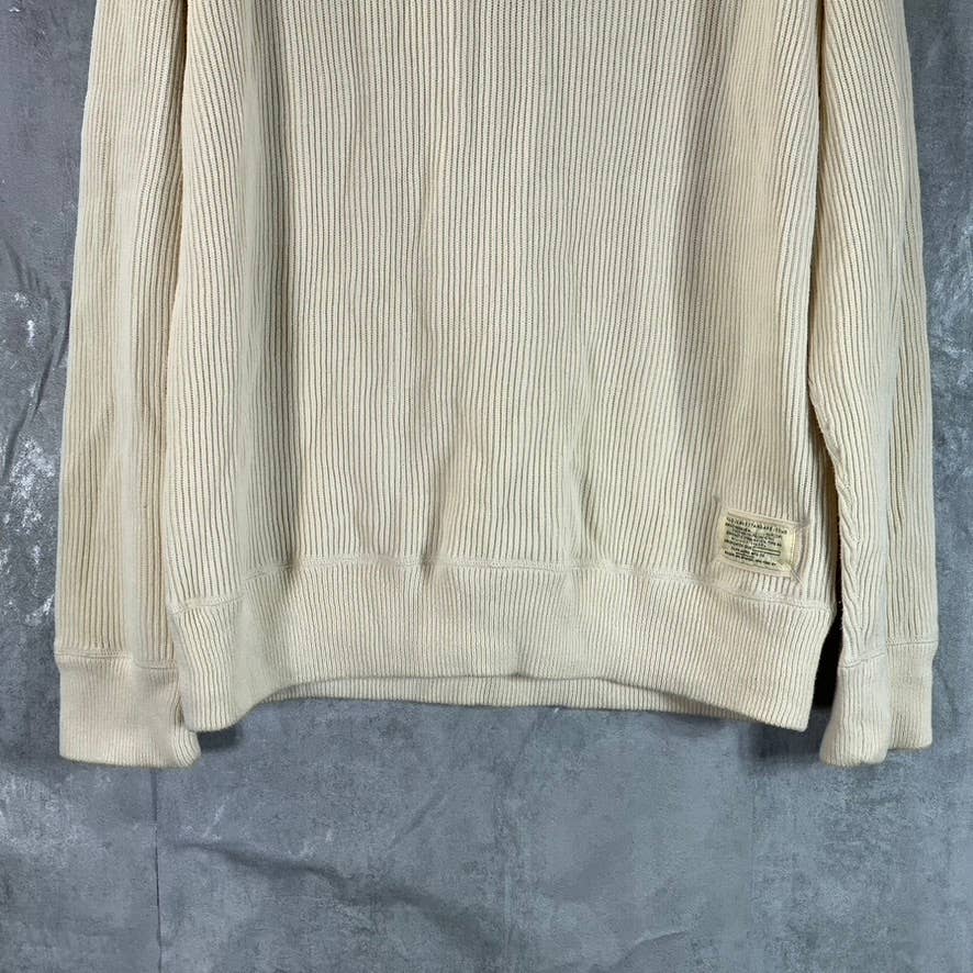 POLO JEANS CO. Men's Vintage Ivory Rib Knit Quarter-Zip Pullover Sweater SZ XL