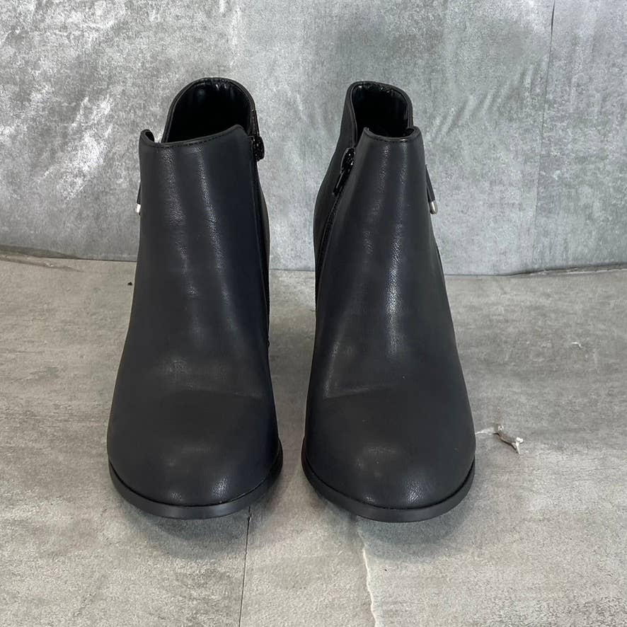 STYLE & CO Women's Wide Black Masrinaa Slip-On Block-Heel Ankle Boots SZ 7W