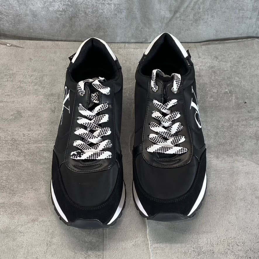 CALVIN KLIEN Women's Black Cayle Logo Casual Lace-Up Slip-On Sneakers SZ 8.5