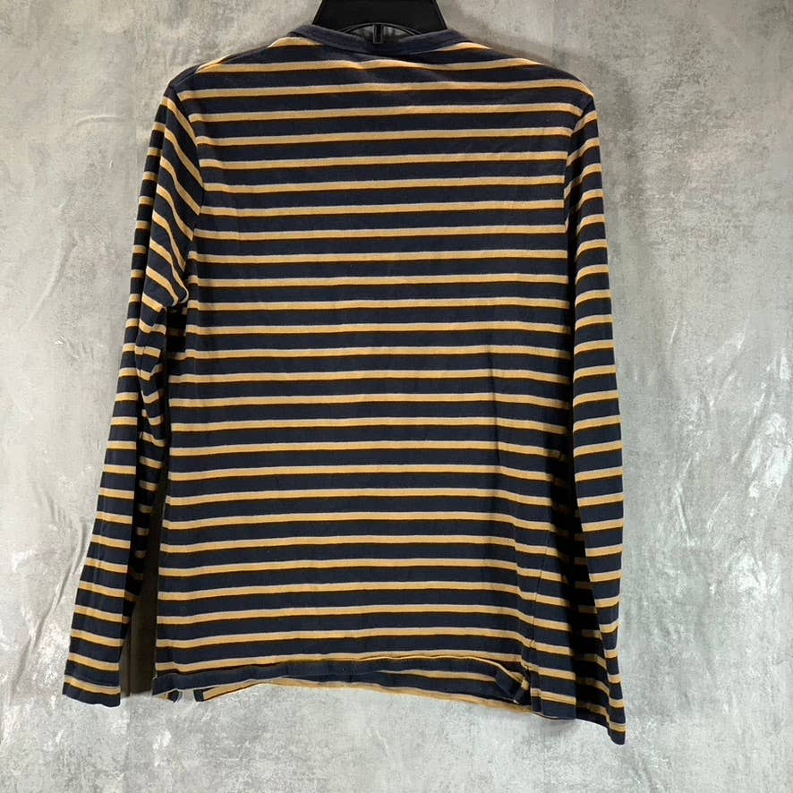ZARA Men's Yellow/Navy Crewneck Long-Sleeve Pullover Shirt SZ M