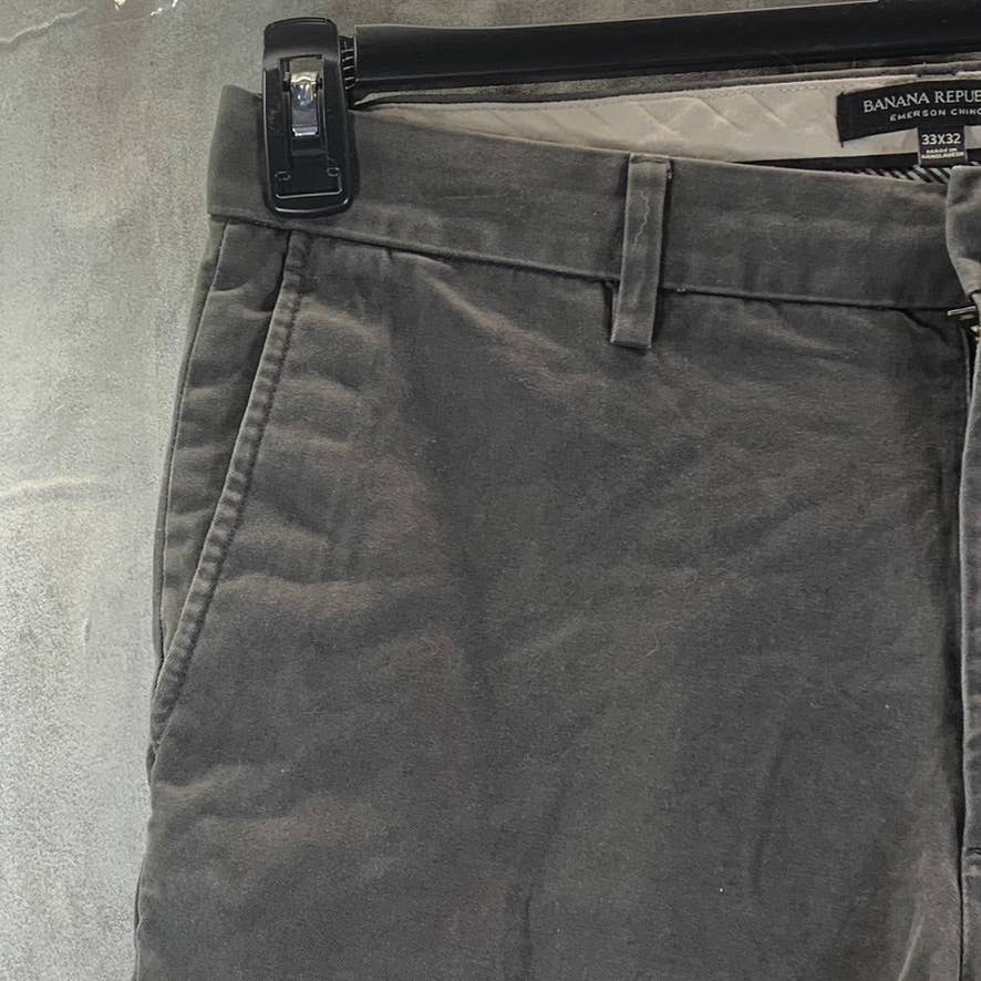 BANANA REPUBLIC Men's Gray Straight-Fit Emerson Stretch Chino Pants SZ 33X32