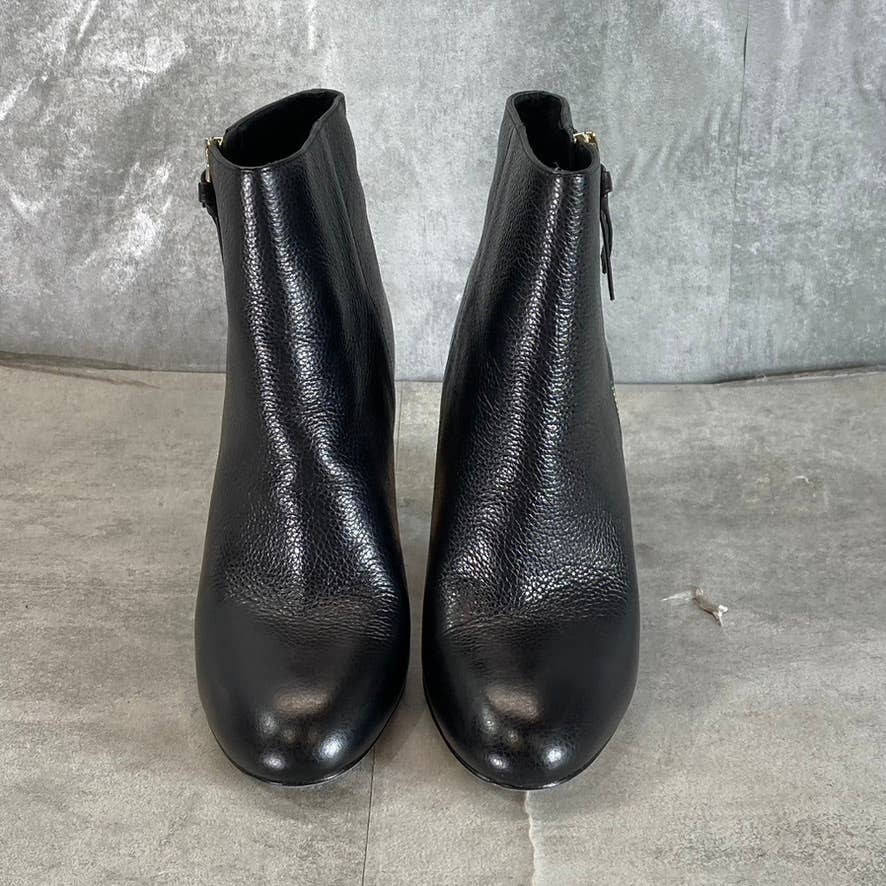 KATE SPADE Women's Black Leather Knott Zip Round-Toe Ankle Boots SZ 7.5