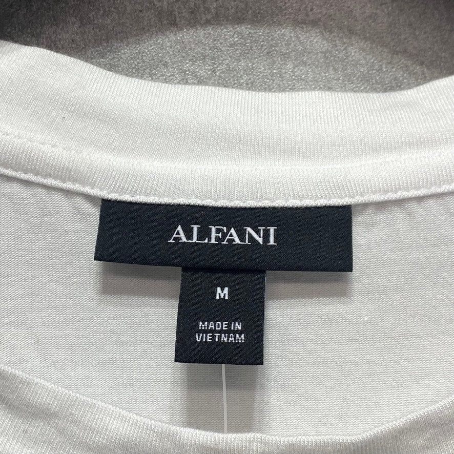 ALFANI White Wrap-Front Short Sleeve Round Neck Top SZ M