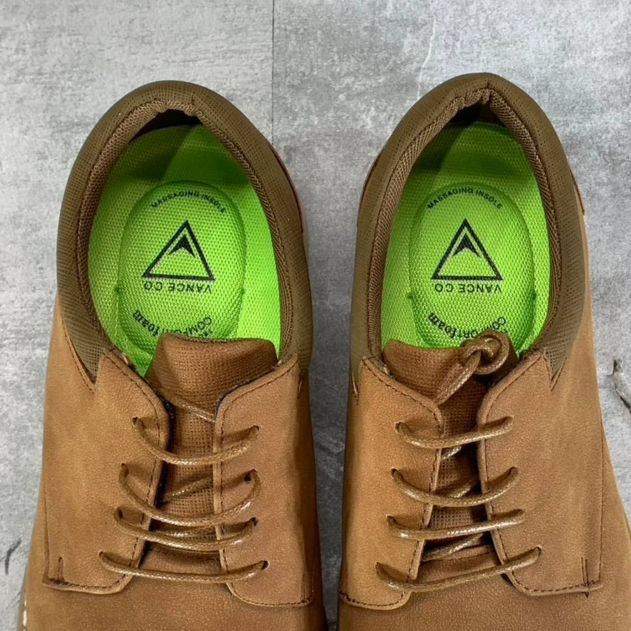 VANCE CO. Men's Tan Faux Leather Hodges Lace-Up Plain-Toe Derby SZ 8.5
