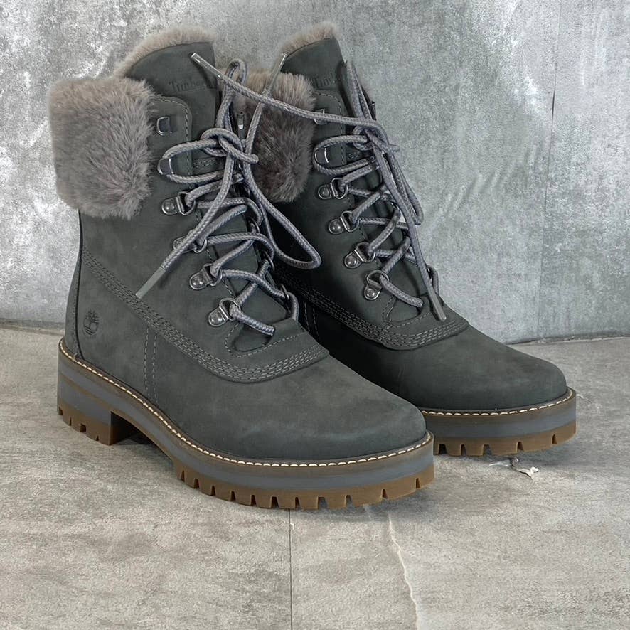 TIMBERLAND Women's Medium Grey Nubuck Leather Courmayeur Waterproof Boots SZ 7.5