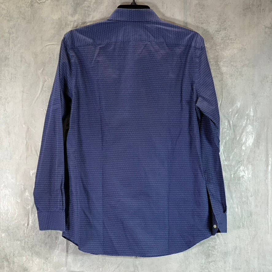 BANANA REPUBLIC Men's Navy Dot Print Non-Iron Tailored Slim-Fit Shirt SZ L
