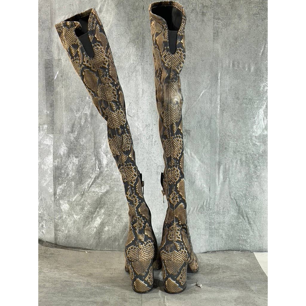 MARC FISHER Women's Snake Multi Luley Almond-Toe Over-The-Knee Boots SZ 10