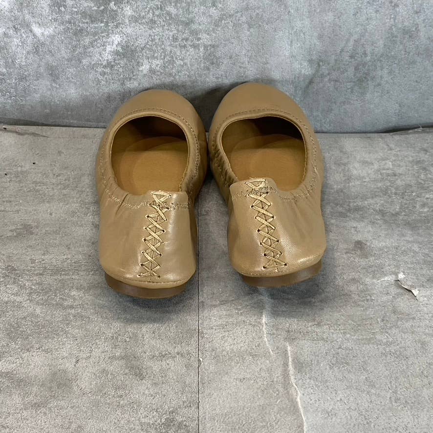 LUCKY BRAND Women's Light Cognac Leather Emmie Ballet Slip-On Flats SZ 8