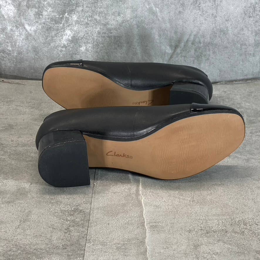 CLARKS COLLECTION Women's Black Combo Marilyn Sara Block-Heel Pumps SZ 5.5